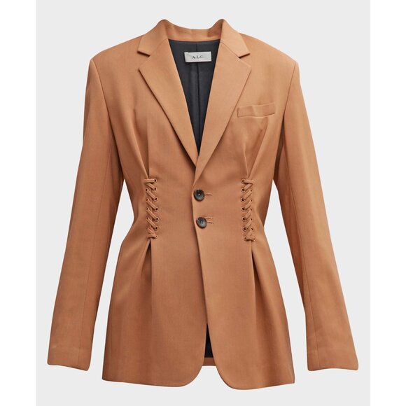 New ALC Maverick Lace-Up Blazer Tawny Brown 6 M $695